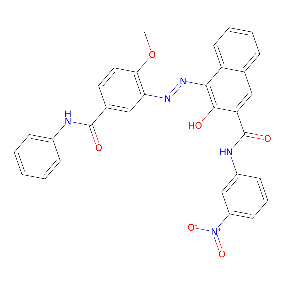 4-((5-(anilino)carbonyl-2-methoxyphenyl)azo)-3-hydroxy-N-(3-nitrophenyl)naphthalene-2-carboxamide molecular structure, CAS 6448-96-0