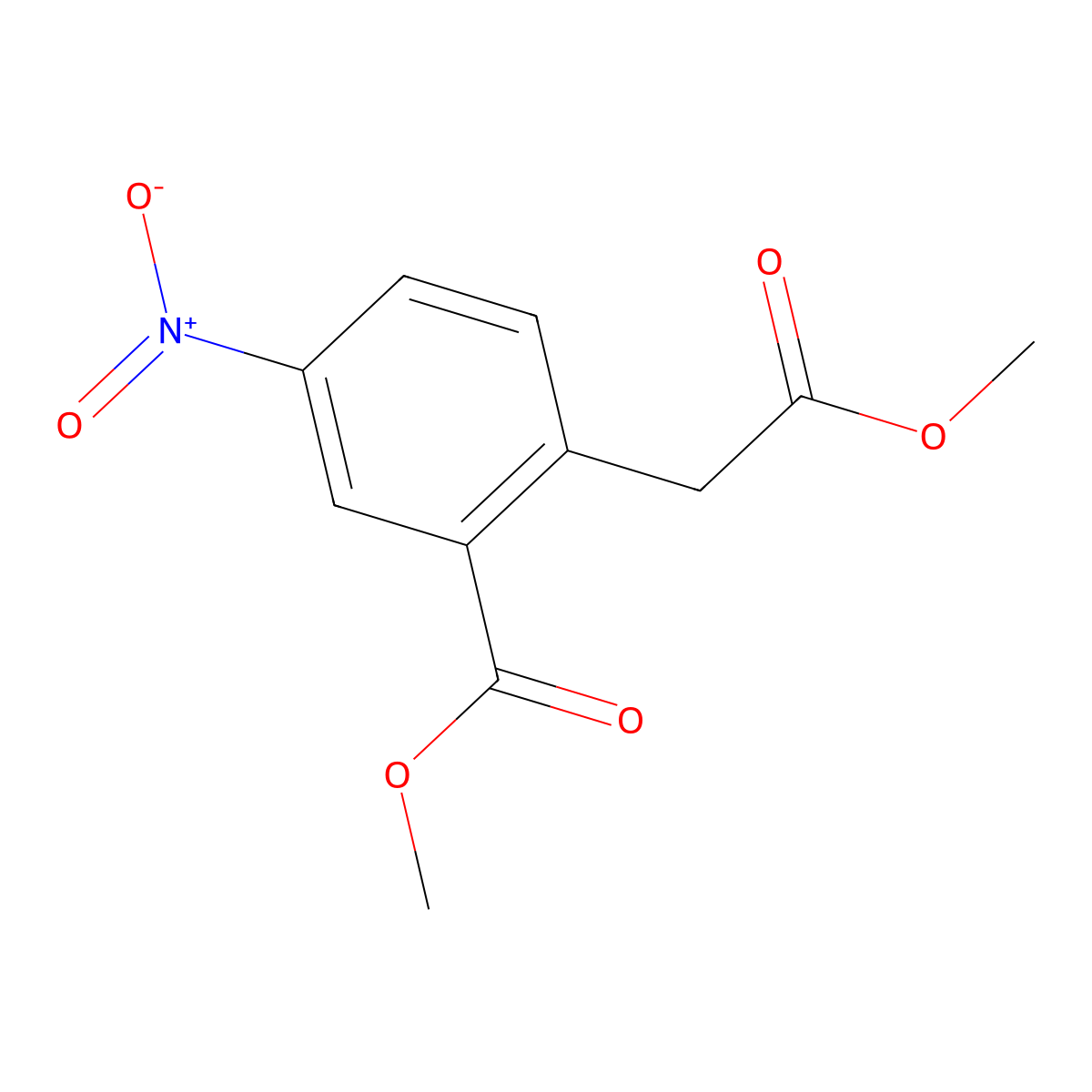 2-Methoxycarbonylmethyl-5-nitro-benzoic acid methyl ester molecular structure, CAS 64481-28-3