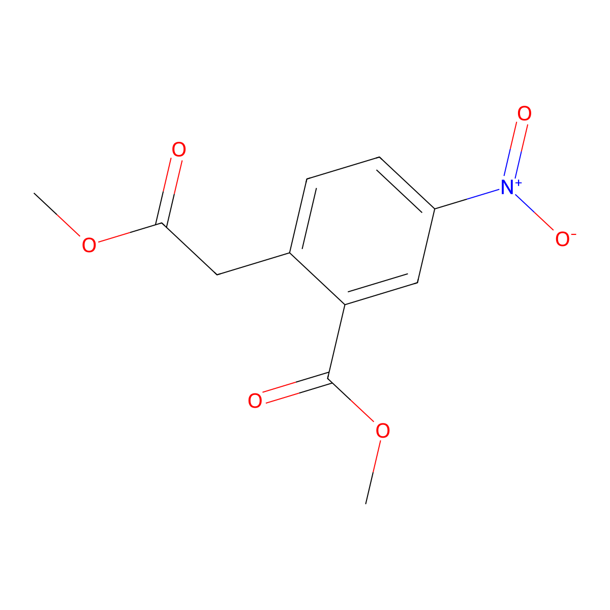 2-Methoxycarbonylmethyl-5-nitro-benzoic acid methyl ester molecular structure, CAS 64481-28-3