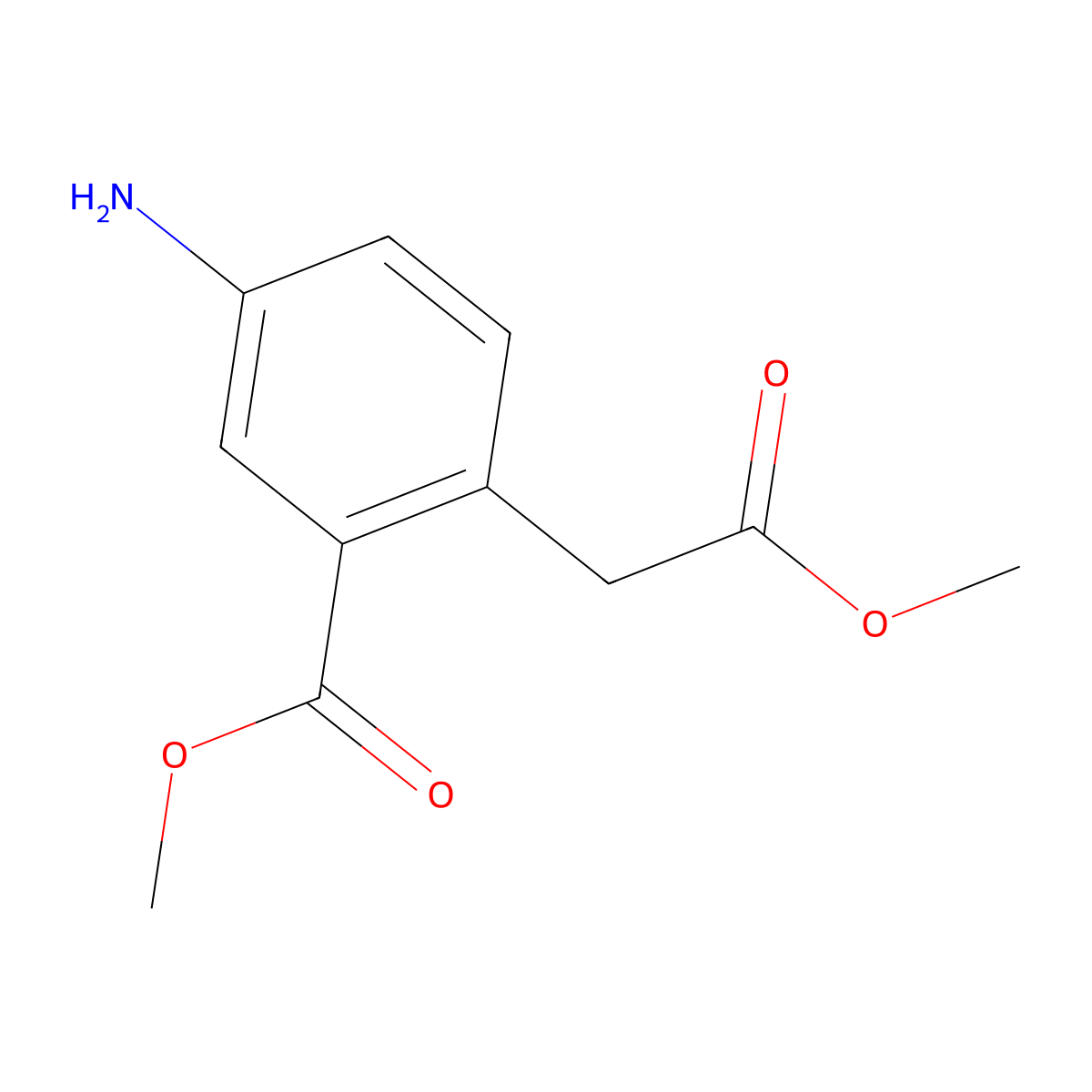 2-Methoxycarbonylmethyl-5-amino-benzoic acid methyl ester molecular structure, CAS 64481-29-4