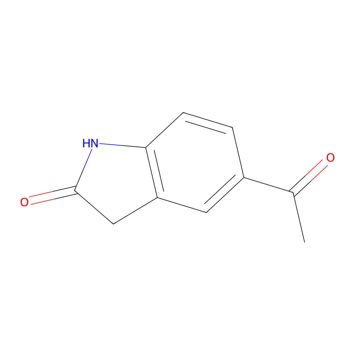 5-acetyl-2,3-dihydro-1H-indol-2-one molecular structure, CAS 64483-69-8