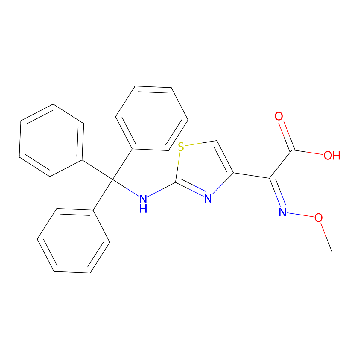 (Z)-2-(2-Tritylaminothiazol-4-yl)-2-methoxyiminoacetic acid molecular structure, CAS 64485-90-1