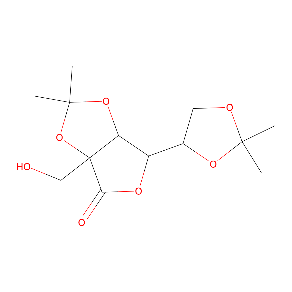2C-Hydroxymethyl-2,3:5,6-di-O-isopropylidene-L-gulono-1,4-lactone molecular structure, CAS 64487-91-8