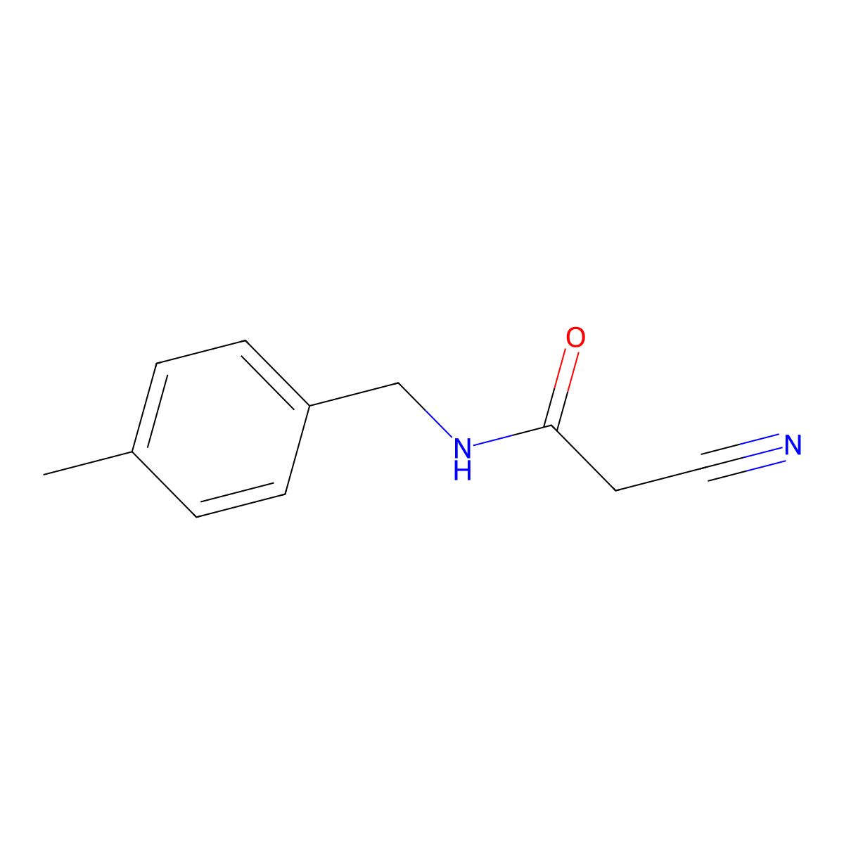 2-cyano-N-(4-methylbenzyl)acetamide molecular structure, CAS 64488-12-6