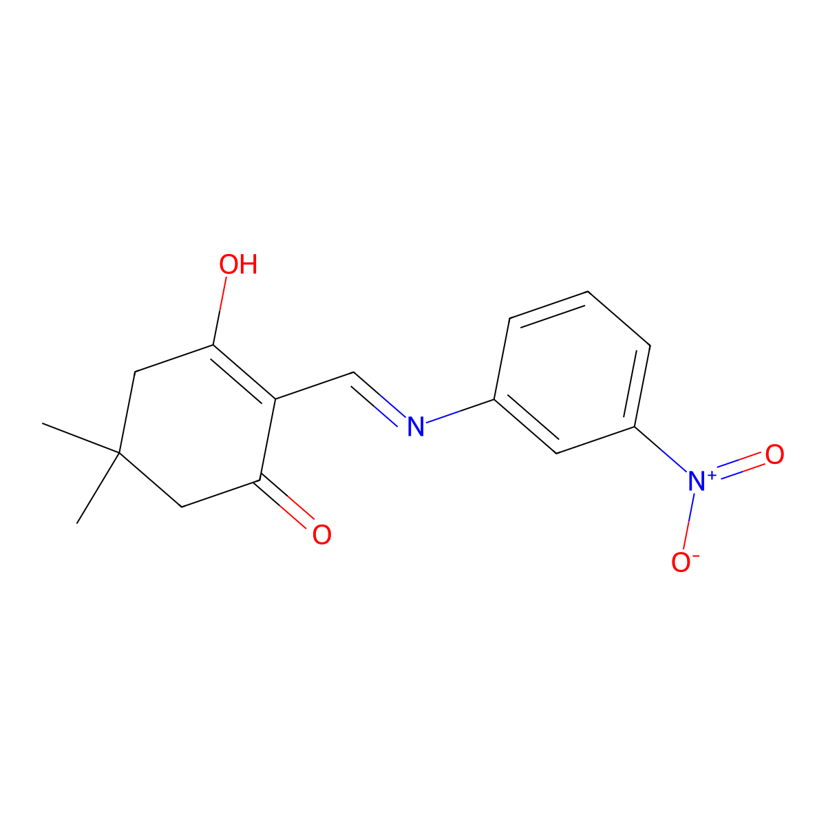 5,5-Dimethyl-2-{[(3-nitrophenyl)amino]methylidene}cyclohexane-1,3-dione molecular structure, CAS 64495-92-7