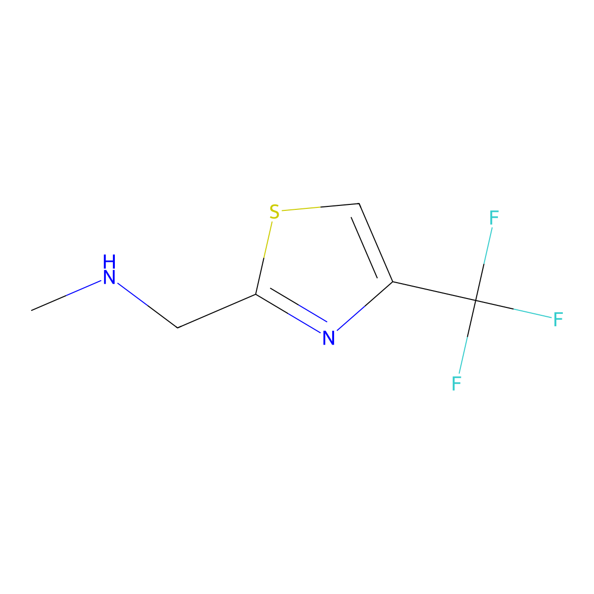 Methyl(((4-(trifluoromethyl)-1,3-thiazol-2-yl)methyl))amine molecular structure, CAS 644950-35-6