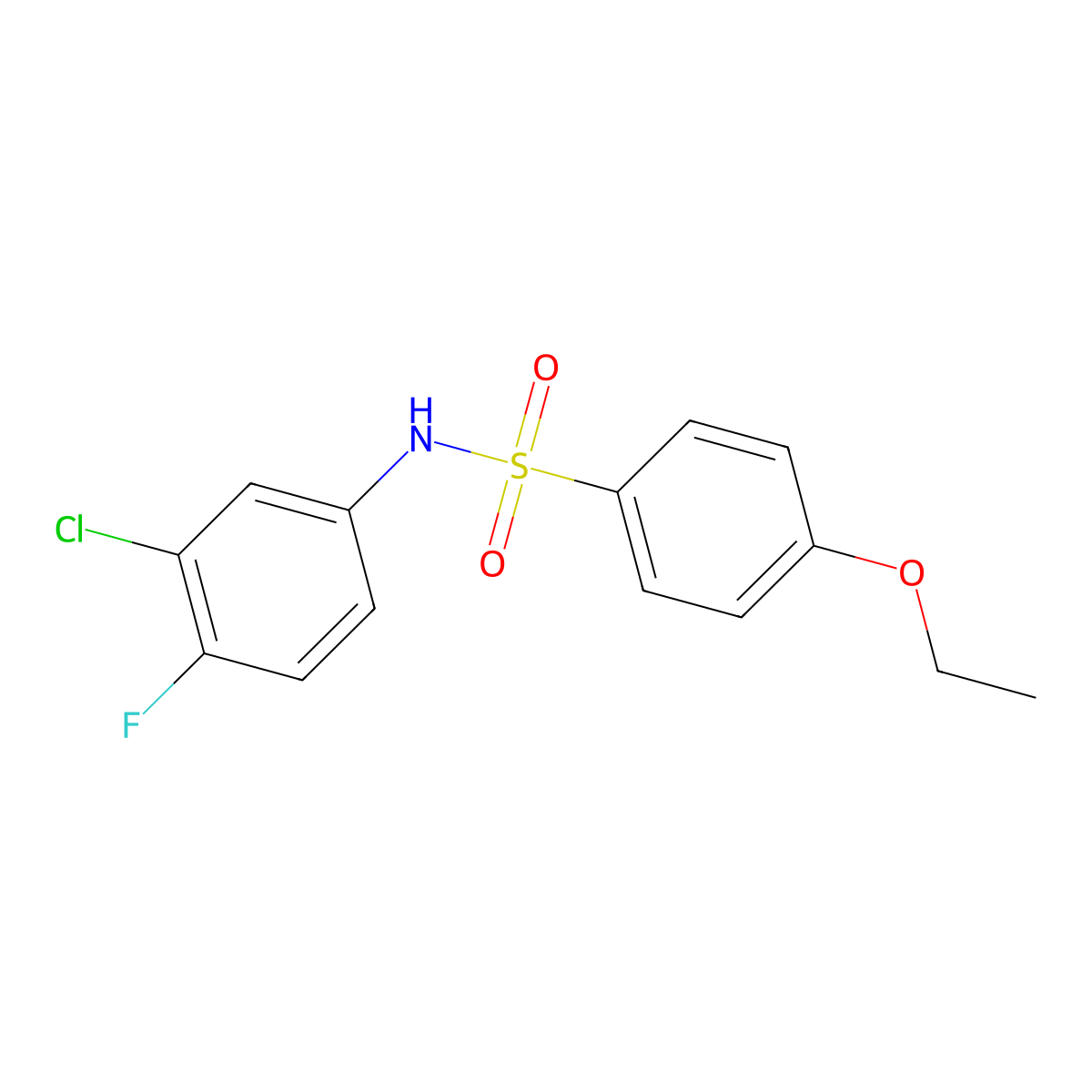 N-(3-chloro-4-fluorophenyl)-4-ethoxybenzenesulfonamide molecular structure, CAS 644953-45-7