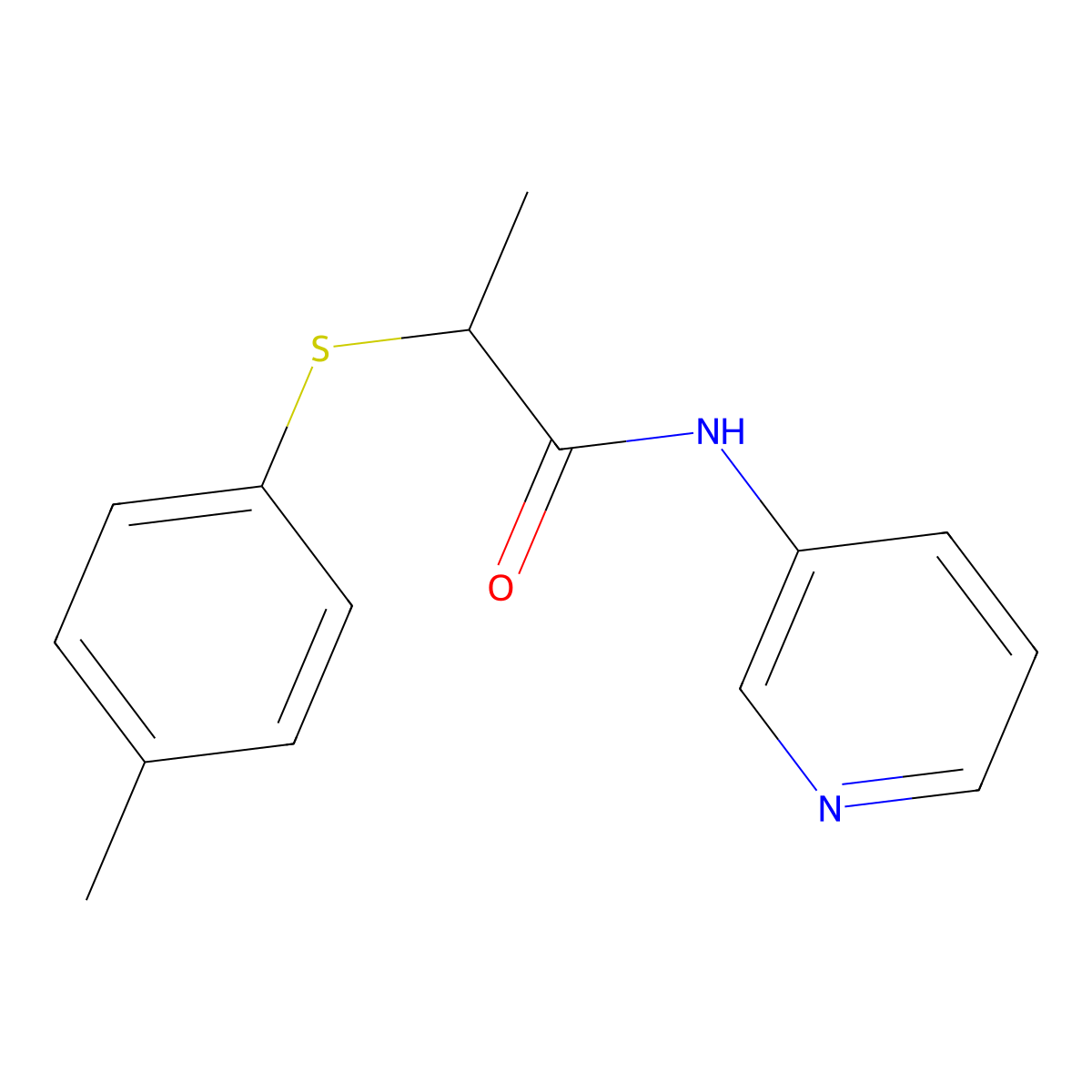 N-Pyridin-3-yl-2-p-tolylsulfanyl-propionamide molecular structure, CAS 644953-98-0