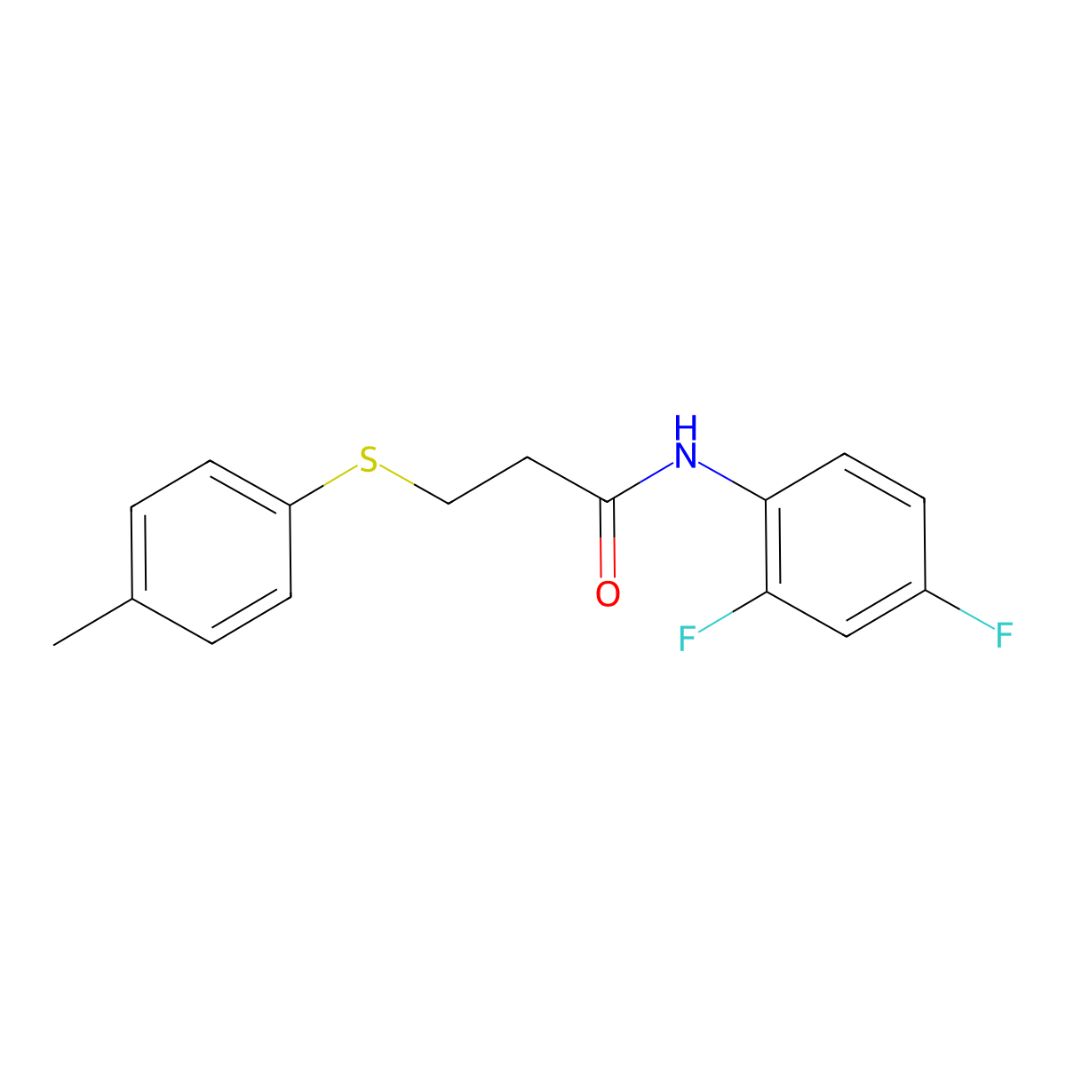 N-(2,4-difluorophenyl)-3-(p-tolylthio)propanamide molecular structure, CAS 644954-37-0
