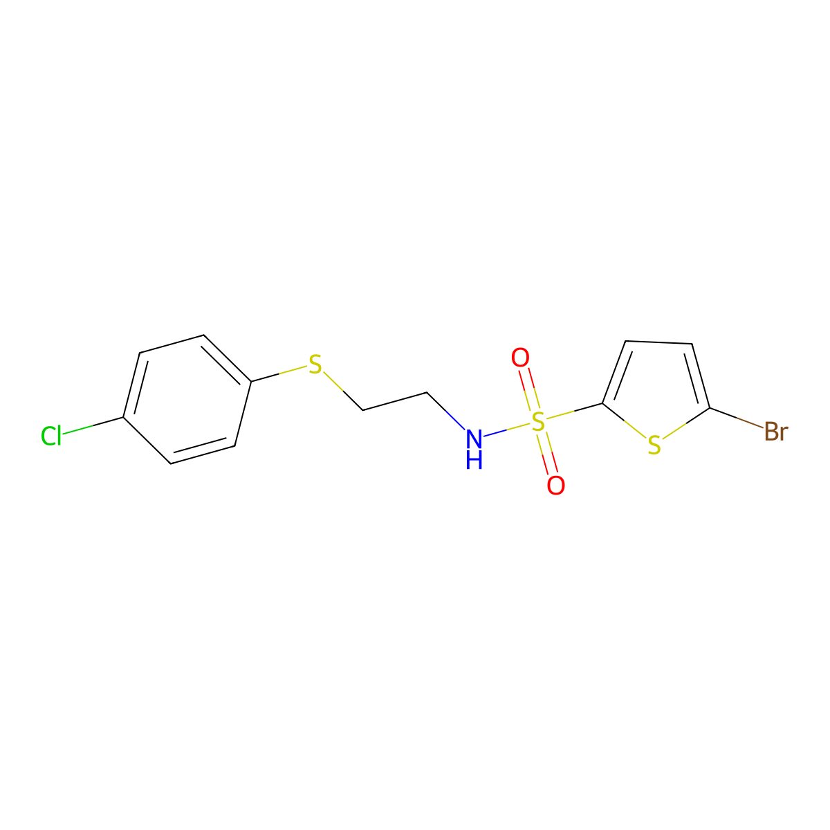 5-bromo-N-[2-(4-chlorophenyl)sulfanylethyl]thiophene-2-sulfonamide molecular structure, CAS 644955-09-9