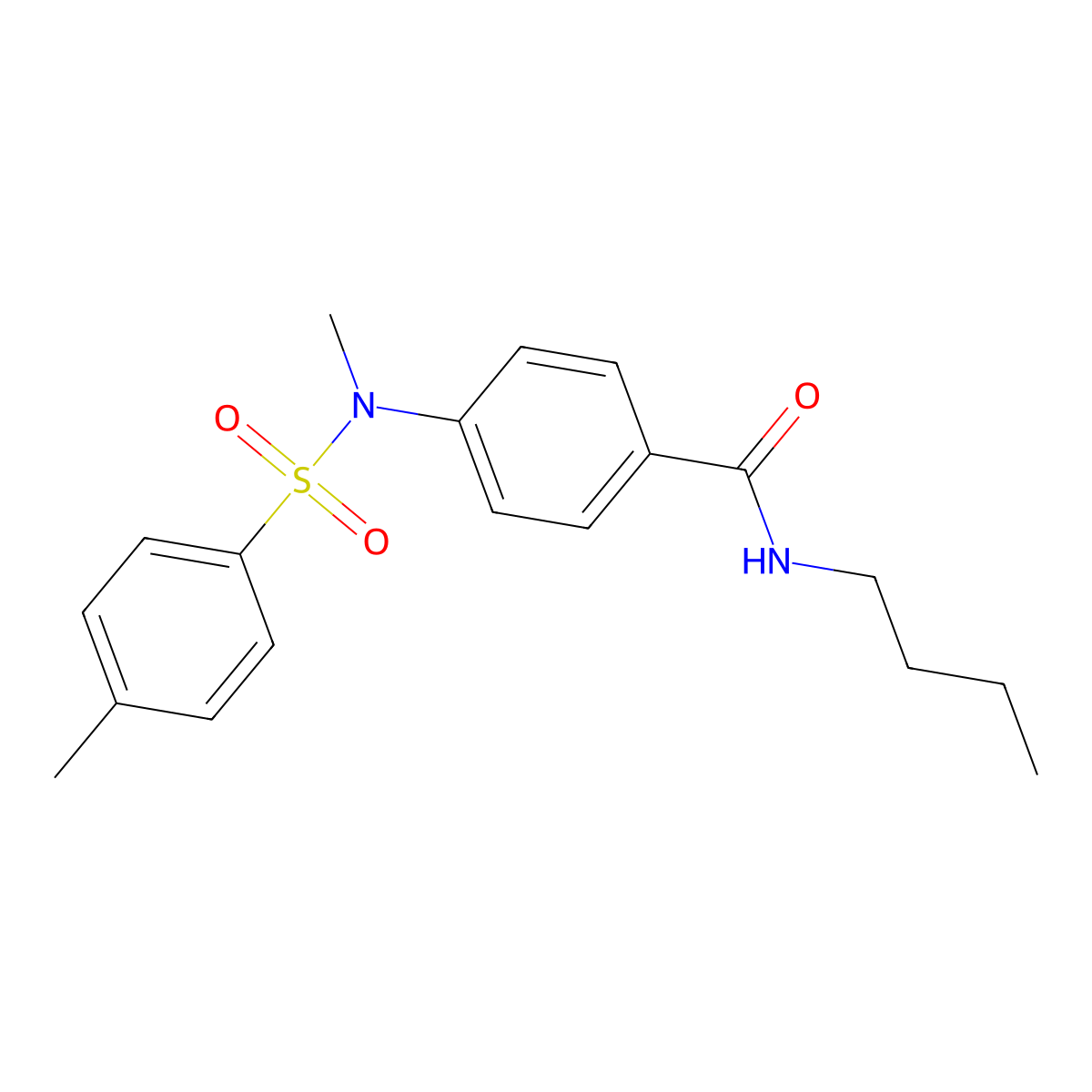N-butyl-4-[methyl-(4-methylphenyl)sulfonylamino]benzamide molecular structure, CAS 644955-53-3