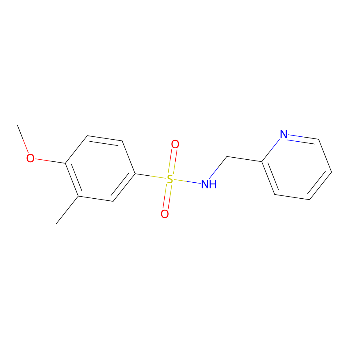 4-methoxy-3-methyl-N-(pyridin-2-ylmethyl)benzenesulfonamide molecular structure, CAS 644956-26-3