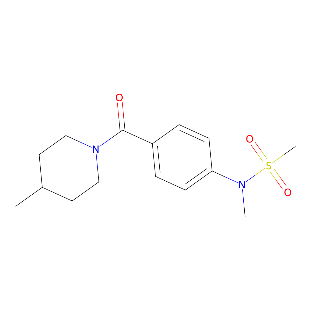 N-methyl-N-[4-(4-methylpiperidine-1-carbonyl)phenyl]methanesulfonamide molecular structure, CAS 644956-78-5