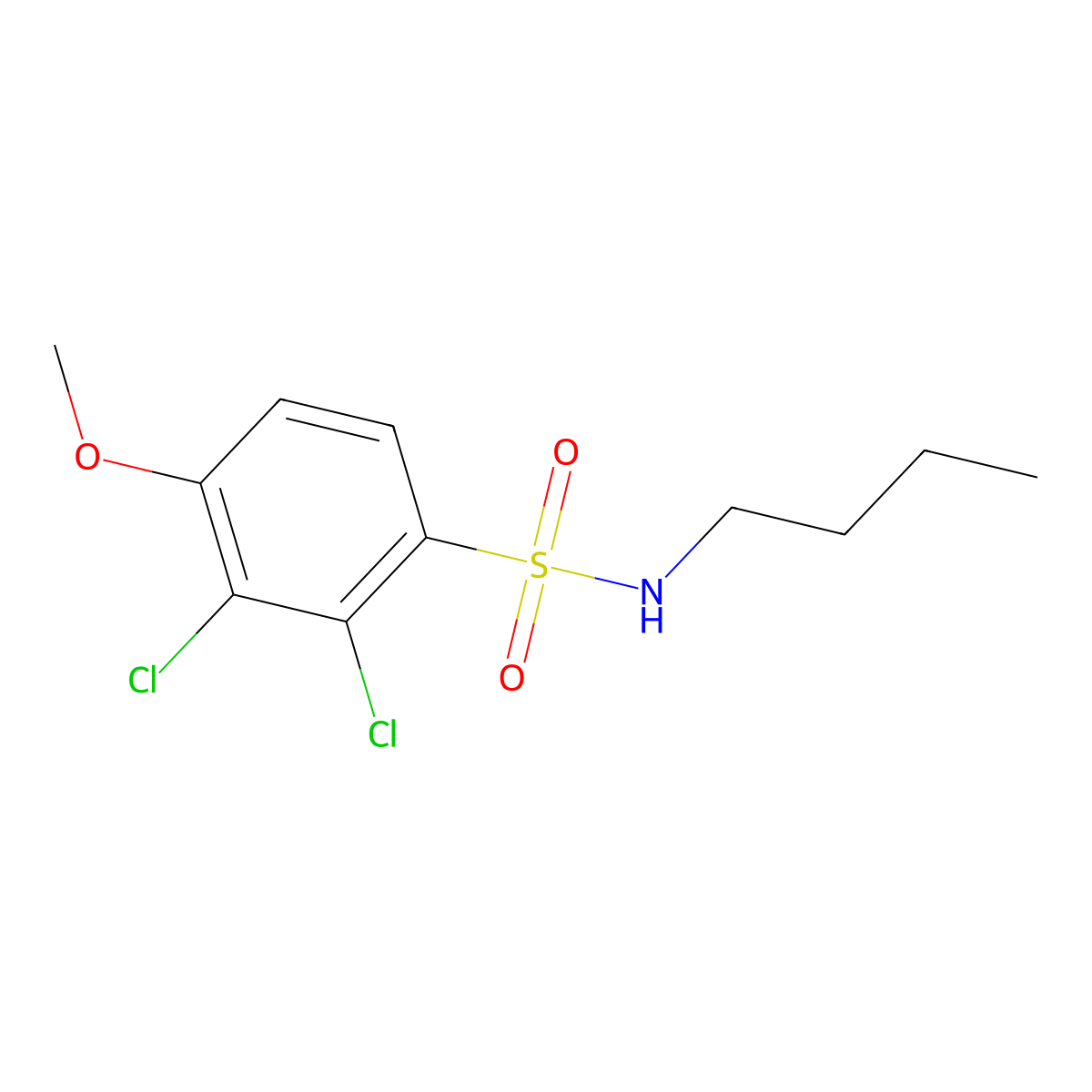 N-butyl-2,3-dichloro-4-methoxybenzenesulfonamide molecular structure, CAS 644957-20-0