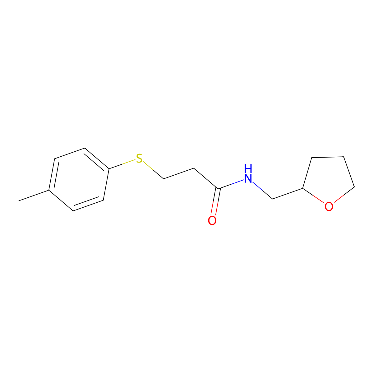 3-(4-methylphenyl)sulfanyl-N-(oxolan-2-ylmethyl)propanamide molecular structure, CAS 644957-22-2