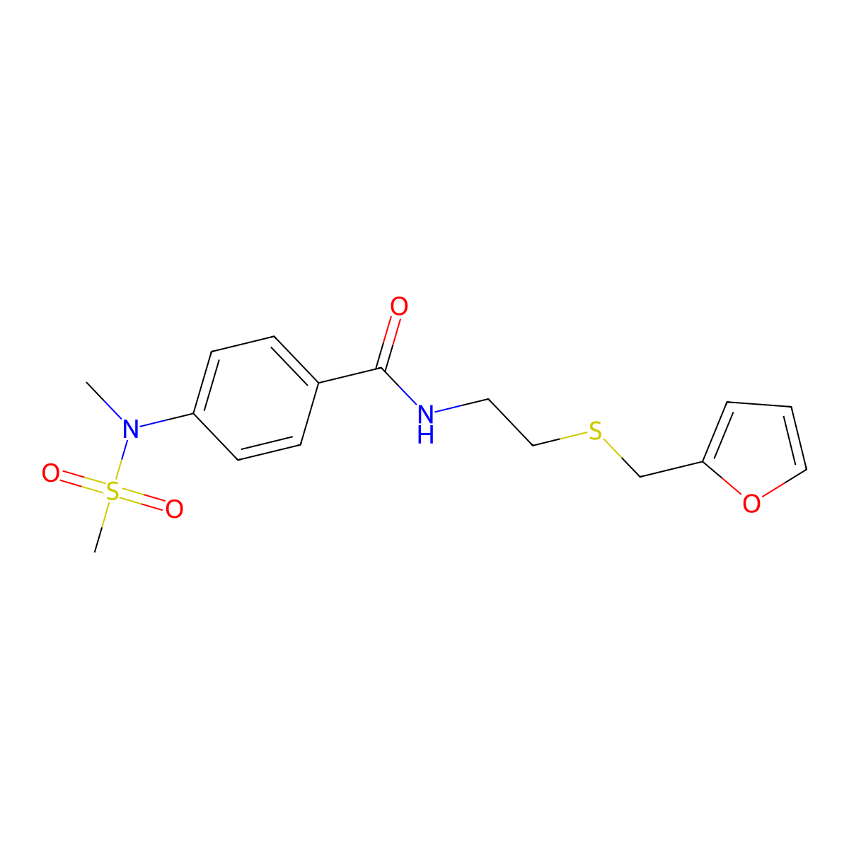 N-{2-[(2-furylmethyl)thio]ethyl}-4-[methyl(methylsulfonyl)amino]benzamide molecular structure, CAS 644957-36-8