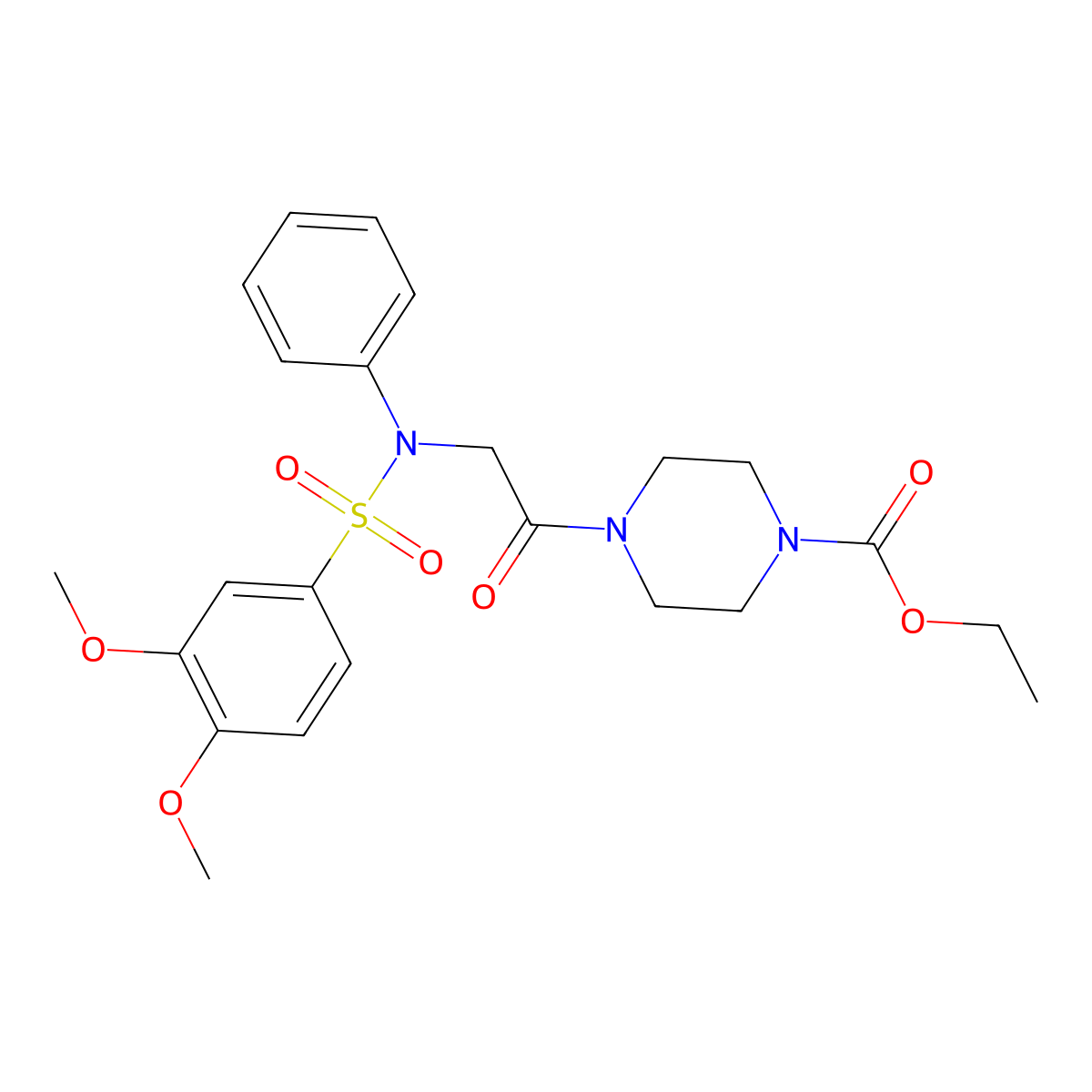 ethyl 4-{N-[(3,4-dimethoxyphenyl)sulfonyl]-N-phenylglycyl}piperazine-1-carboxylate molecular structure, CAS 644957-49-3