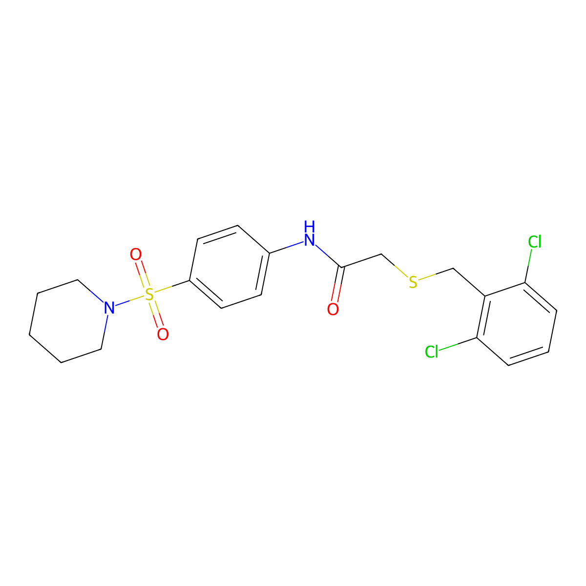 2-[(2,6-dichlorobenzyl)sulfanyl]-N-[4-(piperidin-1-ylsulfonyl)phenyl]acetamide molecular structure, CAS 644957-63-1