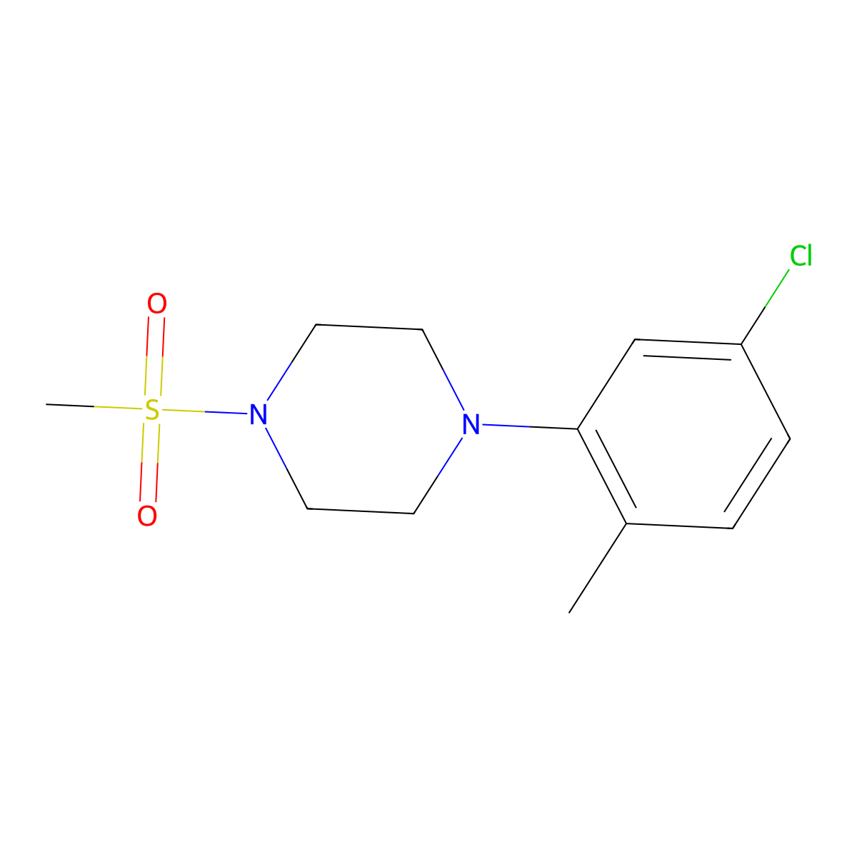 1-(5-Chloro-2-methylphenyl)-4-(methylsulfonyl)piperazine molecular structure, CAS 644957-86-8