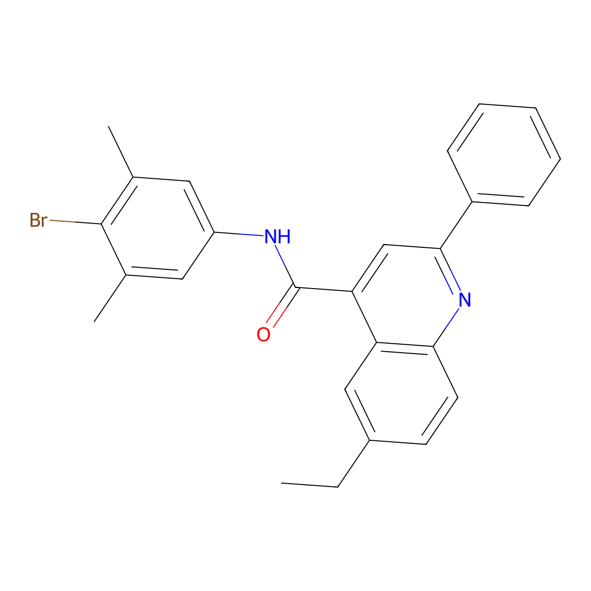N-(4-bromo-3,5-dimethylphenyl)-6-ethyl-2-phenyl-4-quinolinecarboxamide molecular structure, CAS 644959-07-9
