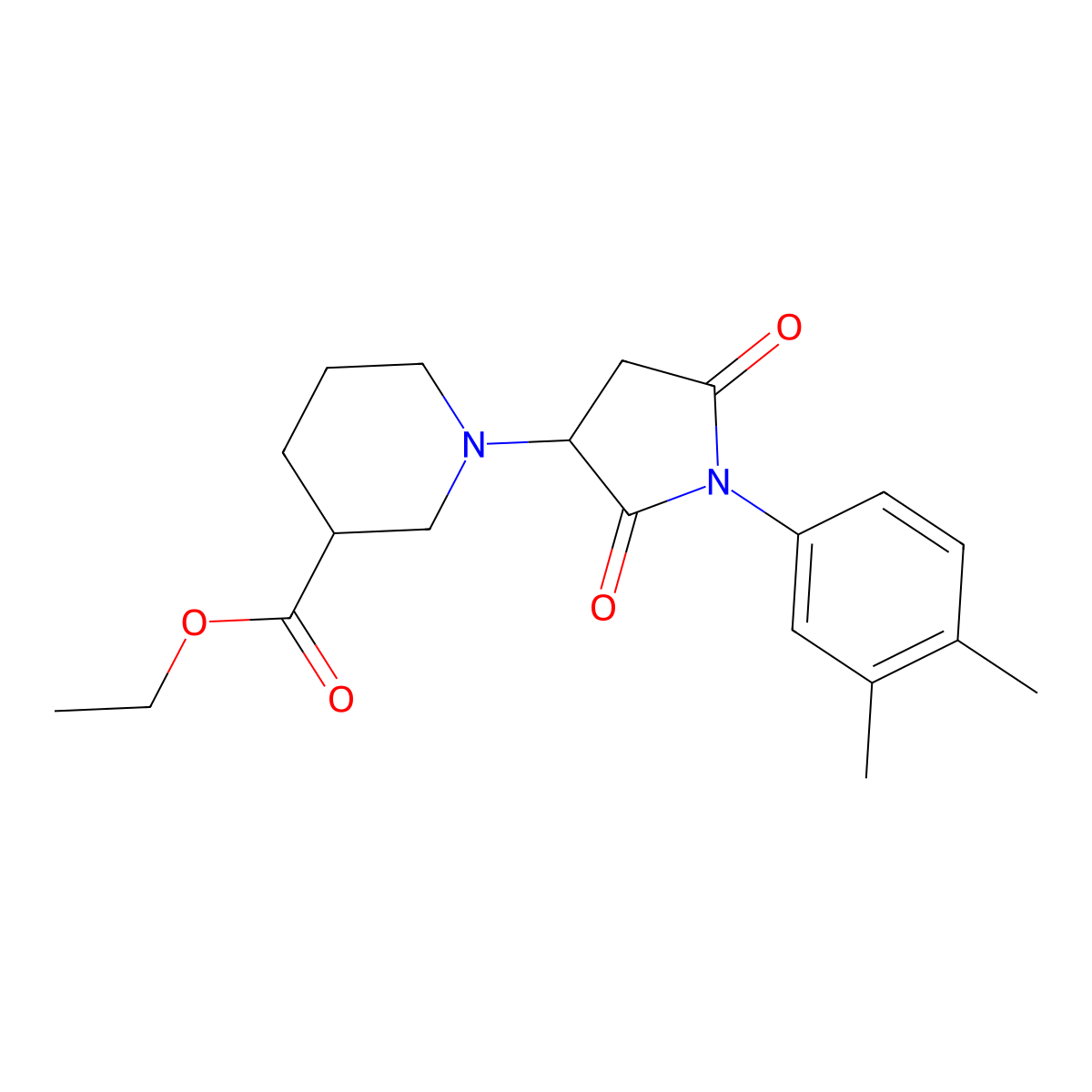 Ethyl 1-[1-(3,4-dimethylphenyl)-2,5-dioxo-3-pyrrolidinyl]-3-piperidinecarboxylate molecular structure, CAS 644959-82-0