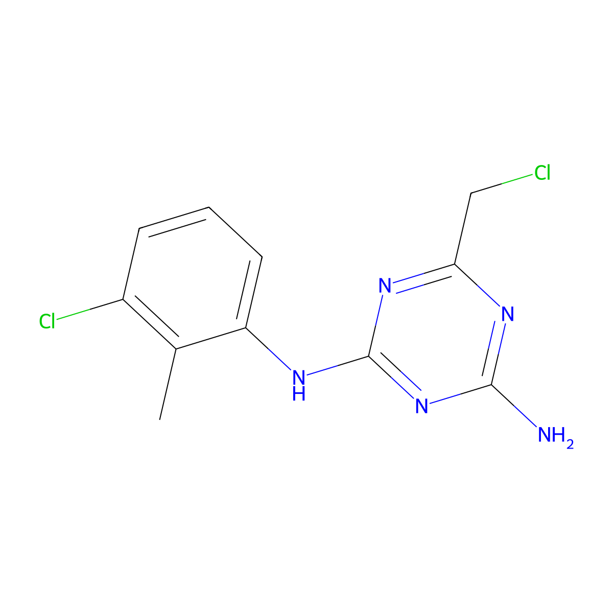6-(Chloromethyl)-N2-(3-chloro-2-methylphenyl)-1,3,5-triazine-2,4-diamine molecular structure, CAS 644959-92-2