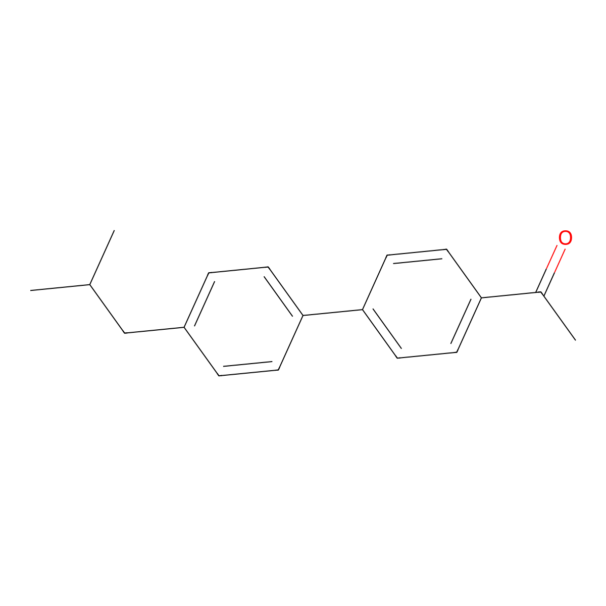 Ethanone, 1-[4'-(2-methylpropyl)[1,1'-biphenyl]-4-yl]- molecular structure, CAS 644964-46-5