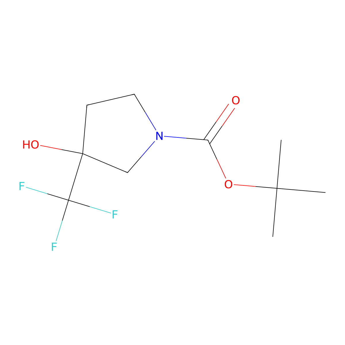 Tert-butyl 3-hydroxy-3-(trifluoromethyl)pyrrolidine-1-carboxylate molecular structure, CAS 644970-36-5