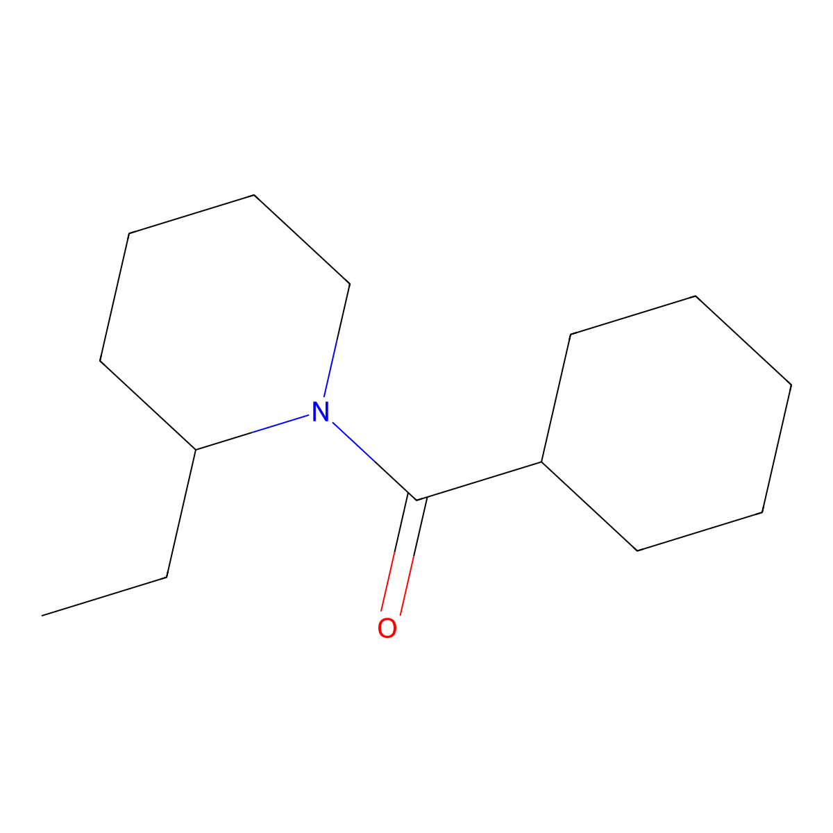 1-Cyclohexylcarbonyl-2-ethylpiperidine molecular structure, CAS 64498-16-4