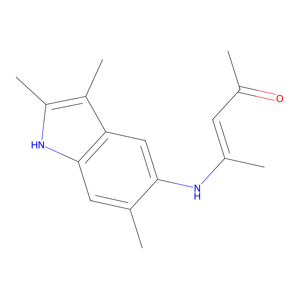 3-Penten-2-one, 4-[(2,3,6-trimethyl-1H-indol-5-yl)amino]- molecular structure, CAS 64498-75-5