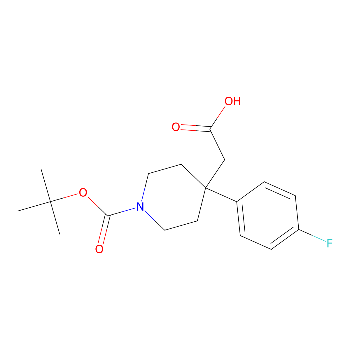 (1-(tert-Butoxycarbonyl)-4-(4-fluorophenyl)piperidin-4-yl)acetic acid molecular structure, CAS 644981-80-6