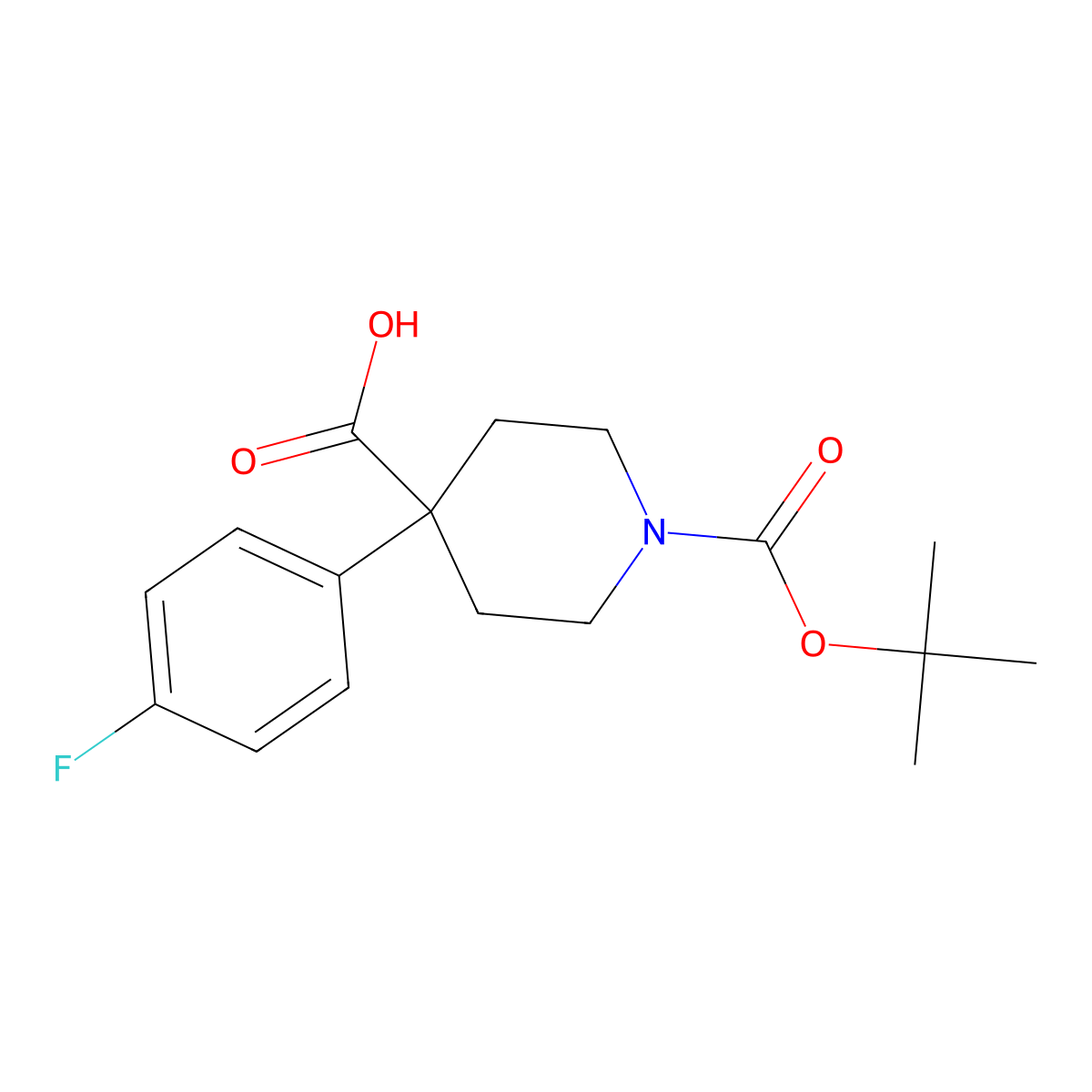 1-(tert-Butoxycarbonyl)-4-(4-fluorophenyl)piperidine-4-carboxylic acid molecular structure, CAS 644981-89-5