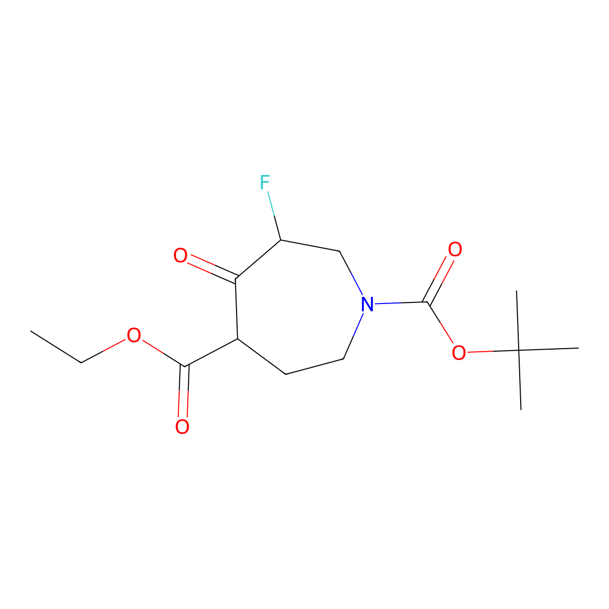 1-Tert-butyl 4-ethyl 6-fluoro-5-oxoazepane-1,4-dicarboxylate molecular structure, CAS 644982-11-6