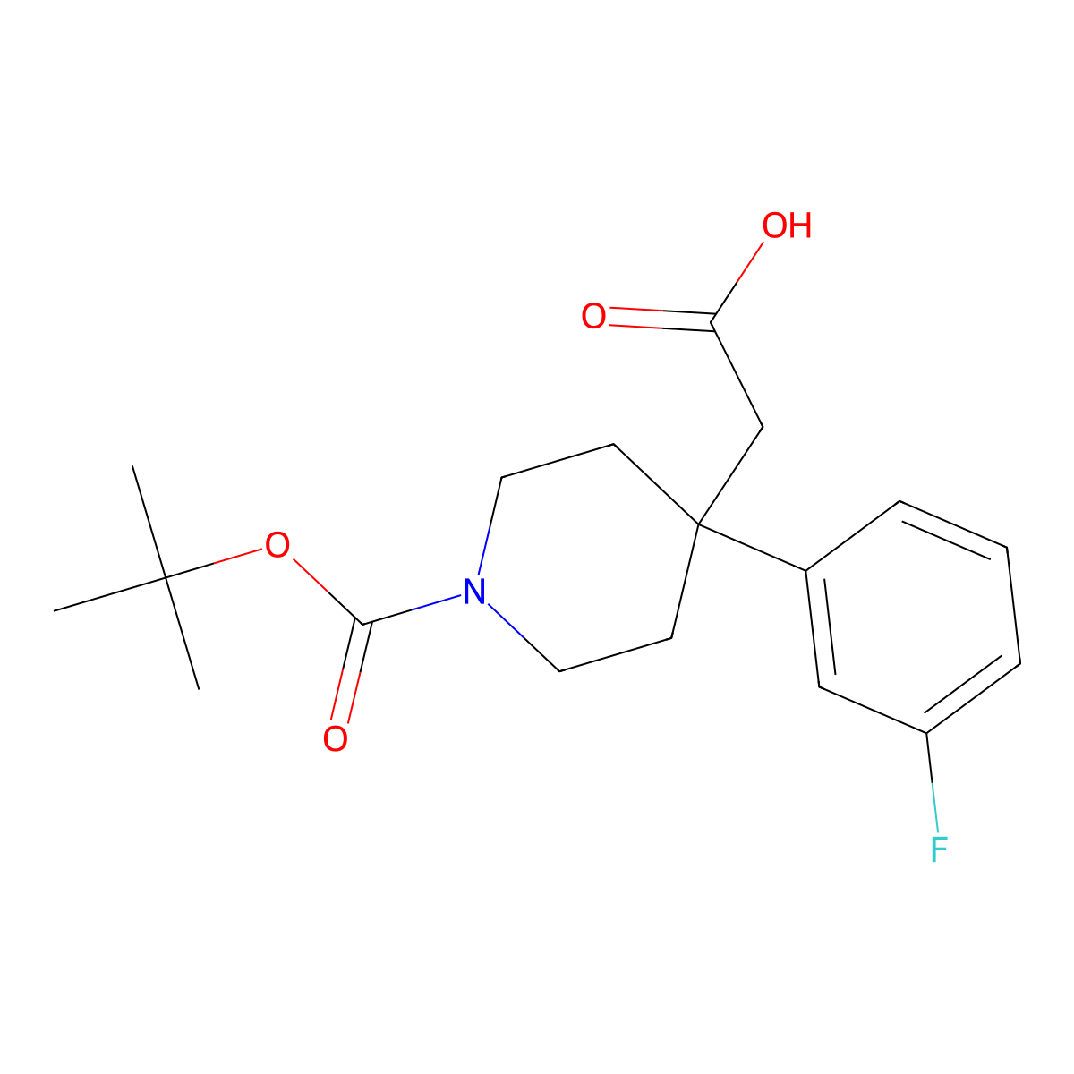 2-[1-(tert-Butoxycarbonyl)-4-(3-fluorophenyl)piperidin-4-yl]acetic acid molecular structure, CAS 644982-65-0