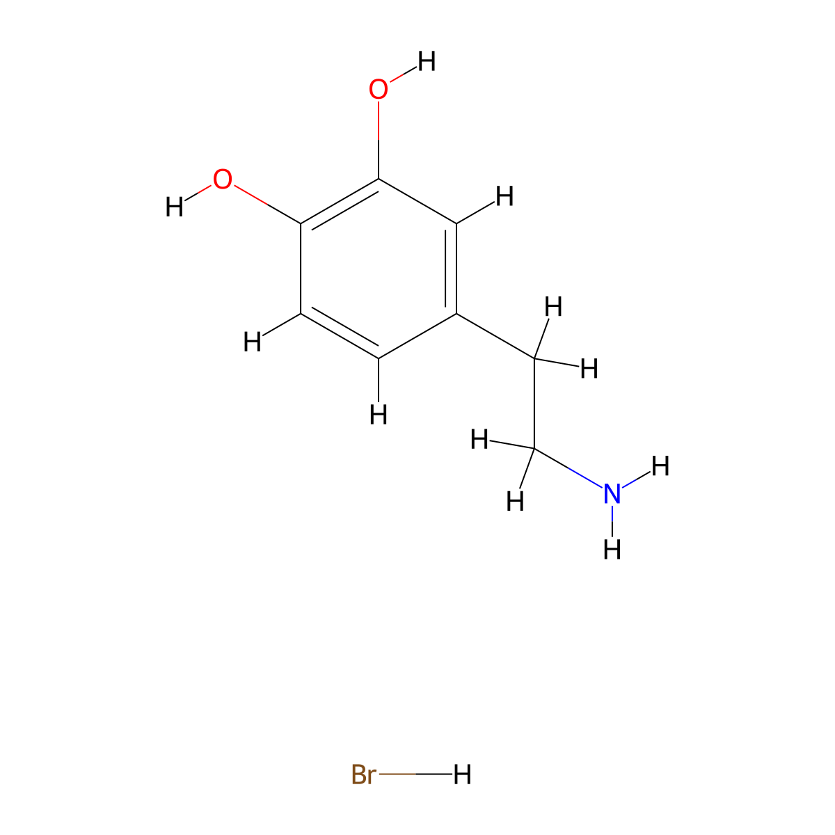 4-(2-Aminoethyl)pyrocatechol hydrobromide molecular structure, CAS 645-31-8