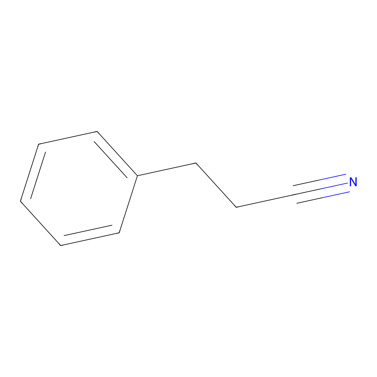 Benzenepropanenitrile molecular structure, CAS 645-59-0