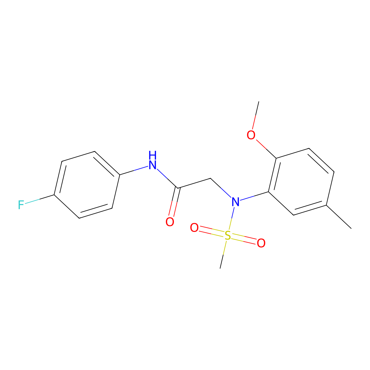 N-(4-fluorophenyl)-2-(2-methoxy-5-methyl-N-methylsulfonylanilino)acetamide molecular structure, CAS 6450-13-1