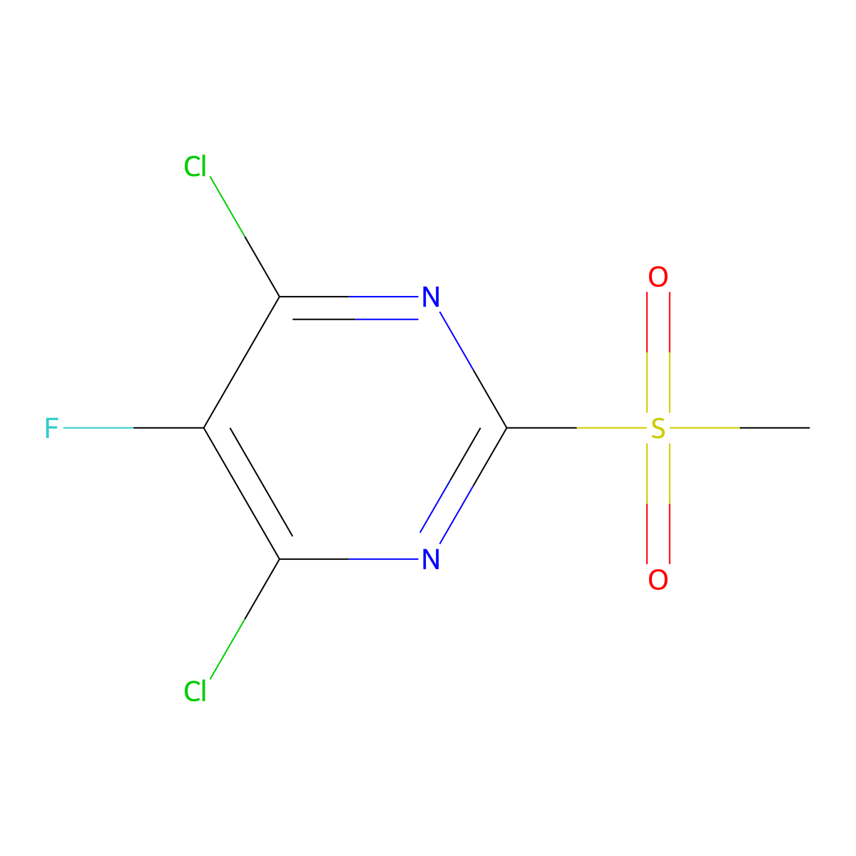 4,6-Dichloro-5-fluoro-2-methanesulfonylpyrimidine molecular structure, CAS 6450-17-5