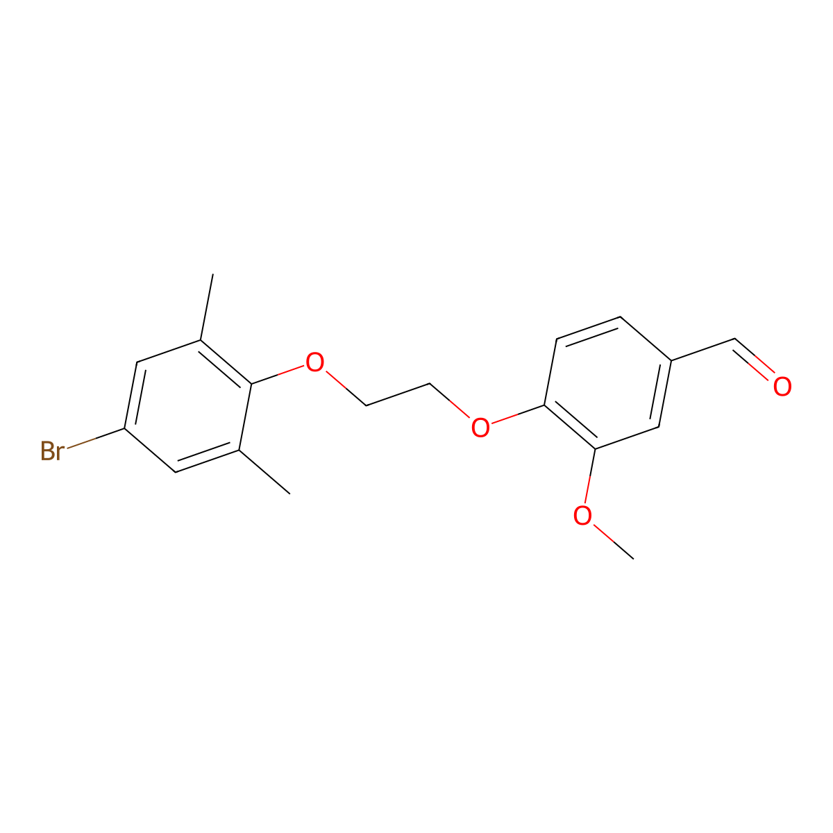 4-[2-(4-Bromo-2,6-dimethylphenoxy)ethoxy]-3-methoxybenzaldehyde molecular structure, CAS 6450-19-7