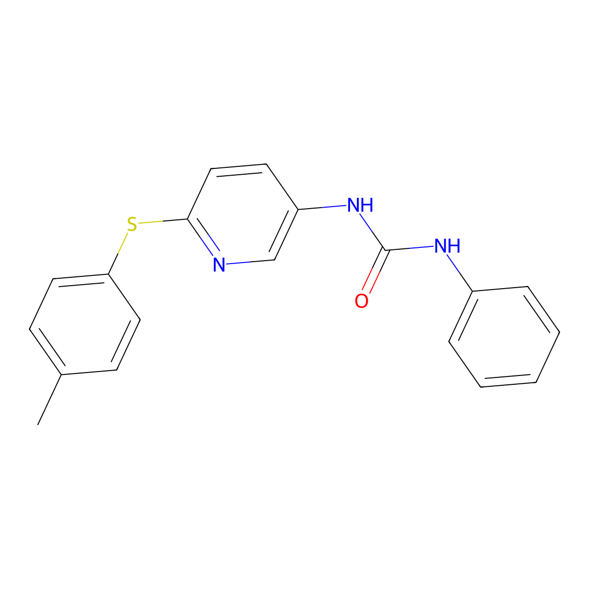 1-{6-[(4-Methylphenyl)sulfanyl]pyridin-3-yl}-3-phenylurea molecular structure, CAS 6450-28-8