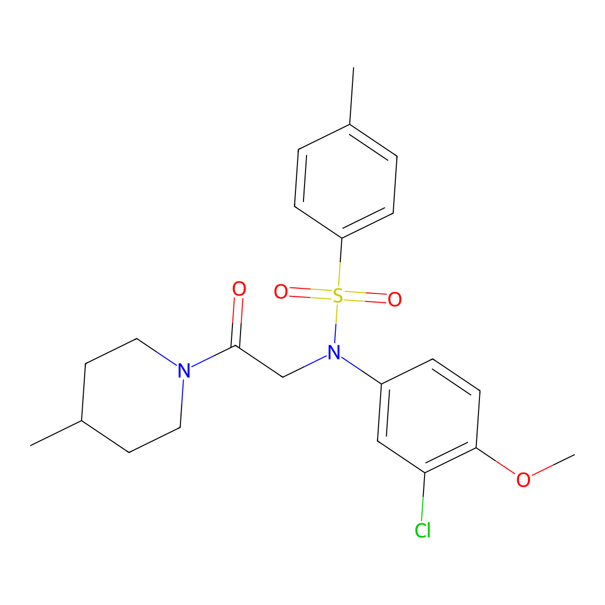 N-(3-chloro-4-methoxyphenyl)-4-methyl-N-[2-(4-methylpiperidin-1-yl)-2-oxoethyl]benzenesulfonamide molecular structure, CAS 6450-32-4