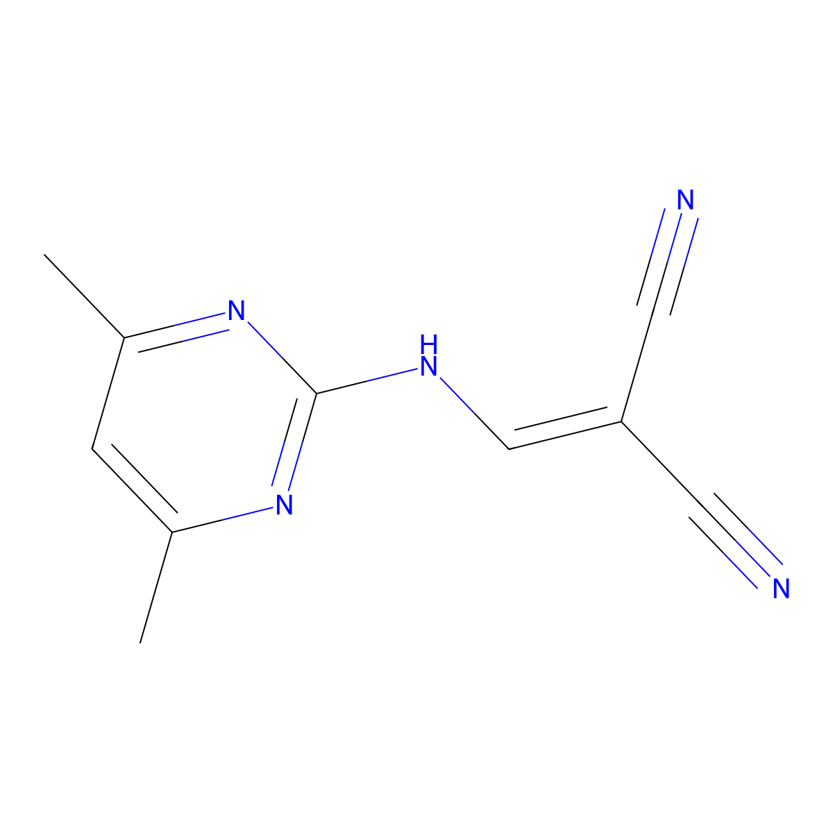 (((4,6-Dimethylpyrimidin-2-YL)amino)methylene)methane-1,1-dicarbonitrile molecular structure, CAS 64500-84-1