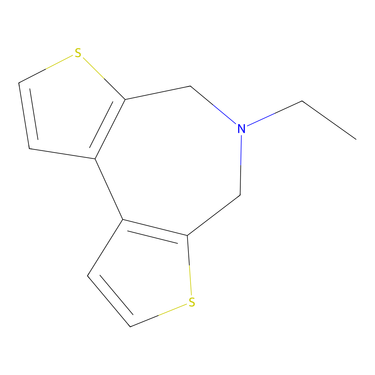 4H-Dithieno(2,3-c:3',2'-e)azepine, 5-ethyl-5,6-dihydro- molecular structure, CAS 64504-69-4