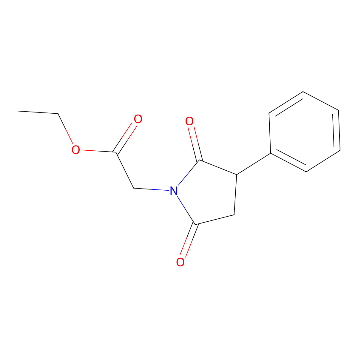Acetic acid, 2-(2-phenylsuccinimido)-, ethyl ester molecular structure, CAS 64505-33-5