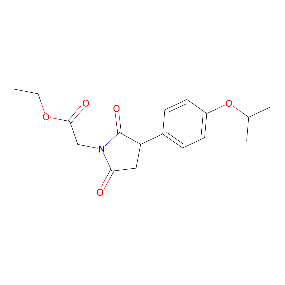 Ethyl {2,5-dioxo-3-[4-(propan-2-yloxy)phenyl]pyrrolidin-1-yl}acetate molecular structure, CAS 64505-34-6