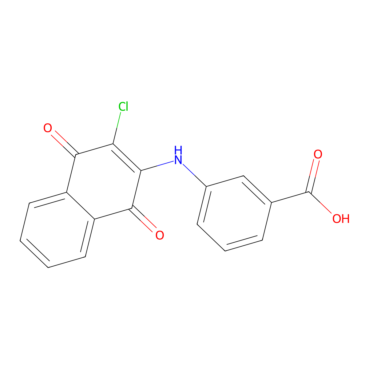 Benzoic acid, 3-((3-chloro-1,4-dihydro-1,4-dioxo-2-naphthalenyl)amino)- molecular structure, CAS 64505-58-4