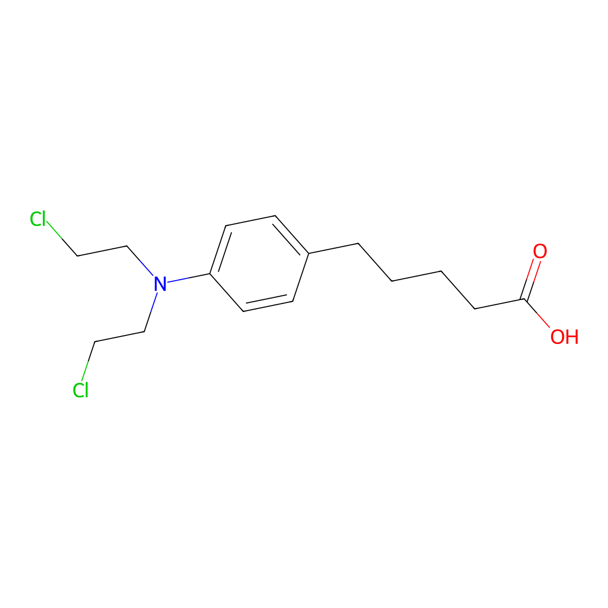 Benzenepentanoic acid, 4-(bis(2-chloroethyl)amino)- molecular structure, CAS 64508-90-3