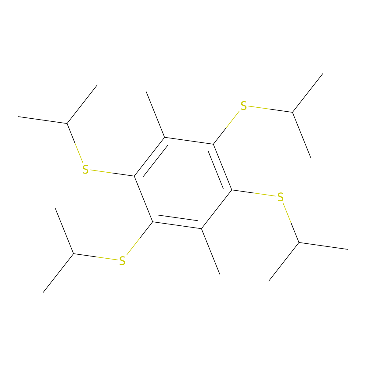1,4-Dimethyl-2,3,5,6-tetrakis(propan-2-ylsulfanyl)benzene molecular structure, CAS 6451-08-7