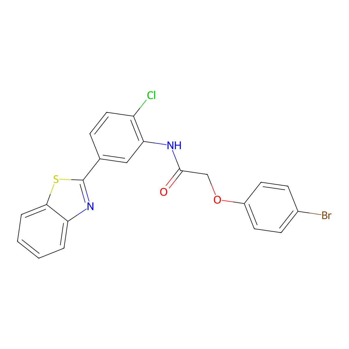 N-[5-(1,3-benzothiazol-2-yl)-2-chlorophenyl]-2-(4-bromophenoxy)acetamide molecular structure, CAS 6451-57-6