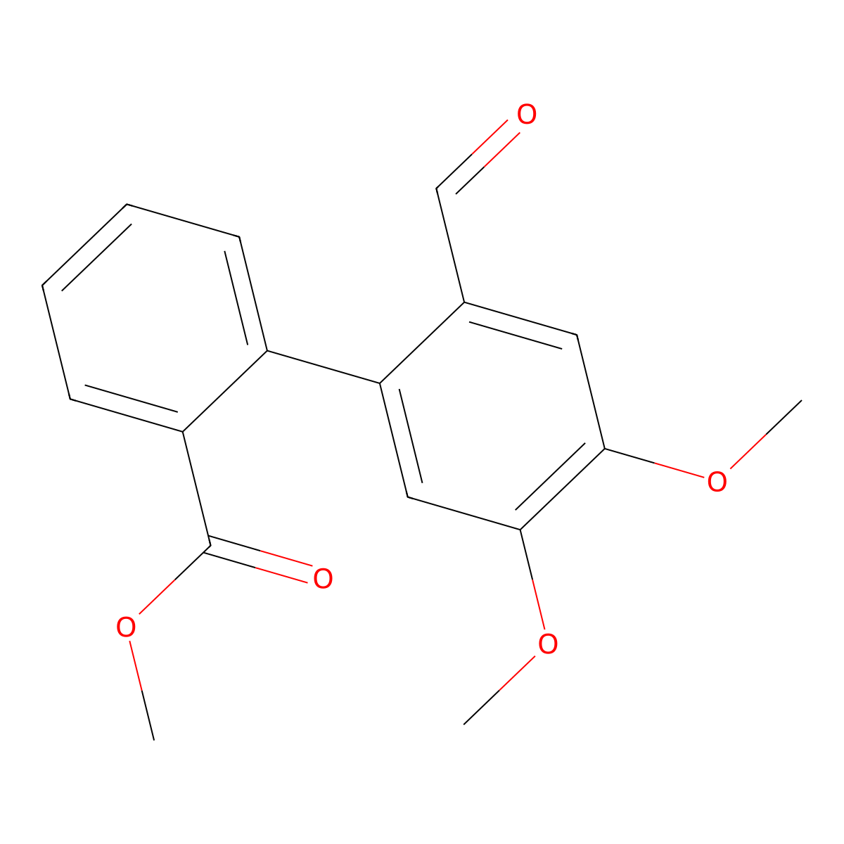[1,1'-Biphenyl]-2-carboxylic acid, 2'-formyl-4',5'-dimethoxy-, methyl ester molecular structure, CAS 64511-12-2